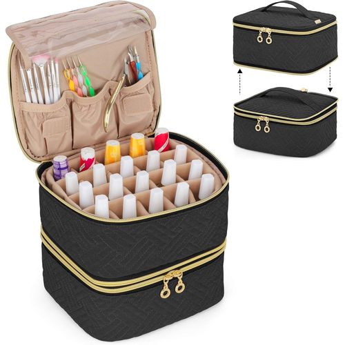 Rangement Vernis A Ongle,tui Pour Vernis  Ongles Dtachable  2 Couches Pour 40 Bouteilles (15 Ml-0,5 Once Liquide),Sac De Rangement Vernis A Ongle,Noir (Conception Brevete)