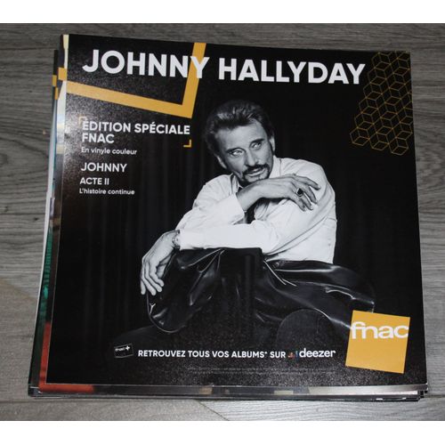 Rare Plv Souple Papier Glac 30x30cm Johnny Hallyday Acte Ii L'histoire Continue / Magasins Fnac