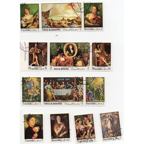 Ras Al Khama- Lot De 3 Blocs Oblitrs Et 4 Timbres Oblitrs - Tableaux