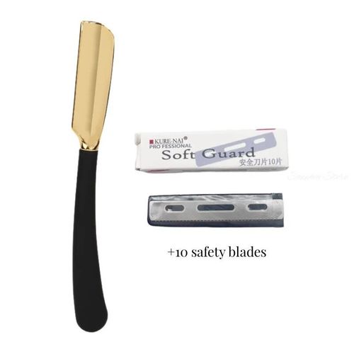Rasoir  Barbe  Bord Droit  L'ancienne Pour Hommes Et Femmes,Outils D'pilation,Couteau Pliant En Alliage De Zinc,Acier Inoxydable De Scurit - Type Black Razor Set 01