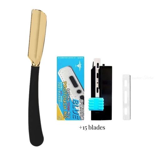 Rasoir  Barbe  Bord Droit  L'ancienne Pour Hommes Et Femmes,Outils D'pilation,Couteau Pliant En Alliage De Zinc,Acier Inoxydable De Scurit - Type Black Razor Set 03