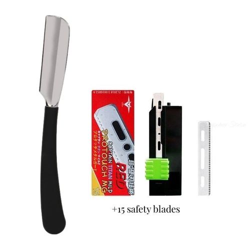 Rasoir  Barbe  Bord Droit  L'ancienne Pour Hommes Et Femmes,Outils D'pilation,Couteau Pliant En Alliage De Zinc,Acier Inoxydable De Scurit - Type Sliver Razor Set 02