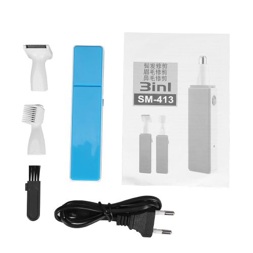 Rasoir Electrique Portable 3 En 1 Sportsman Pour Le Nez, Les Oreilles, La Barbe, Les Sourcils, Ensemble Familial Bleu