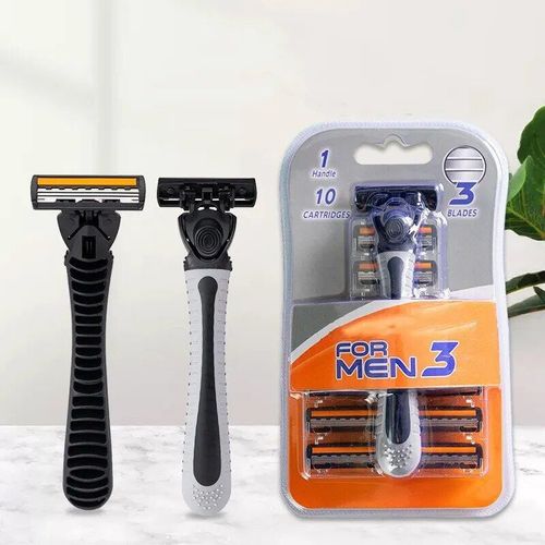 Rasoir Manuel  Trois Couches Pour Hommes,Lame De Rasage  L'ancienne,Porte-Couteau,Tte De Couteau,Remplacement Multi-Ttes,Unisexe - Type Gray
