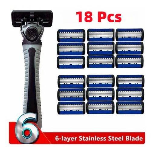 Rasoir Manuel Unisexe Pour Hommes,Lame  Six Couches Avec Tte De Lame,Rasoir  Cheveux Sphrique De Style Ancien,Couteau  Barbe,48 Pices,27 Pices,18 Pices,3 Pices - Type 18pcs With 1handle