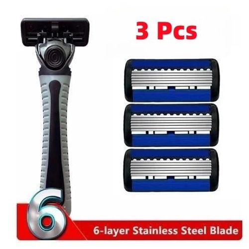 Rasoir Manuel Unisexe Pour Hommes,Lame  Six Couches Avec Tte De Lame,Rasoir  Cheveux Sphrique De Style Ancien,Couteau  Barbe,48 Pices,27 Pices,18 Pices,3 Pices - Type 3pcs With 1handle