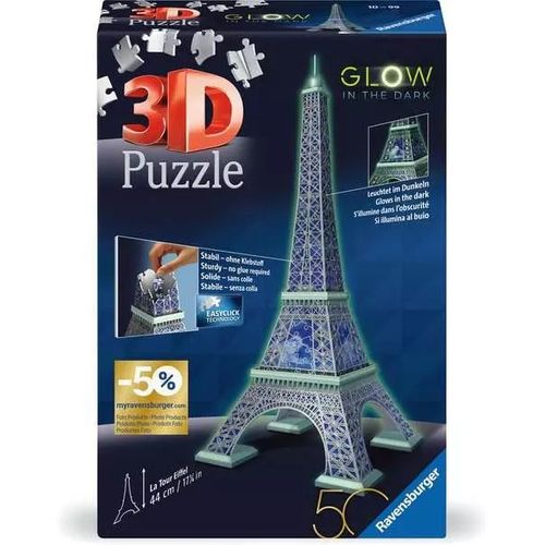 Ravensburger Puzzle 3d Tour Eiffel Phosphorescente 50 Ans - Des 10 Ans