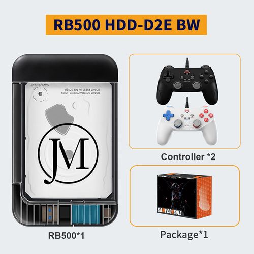 Rb500 Hdd-D2ebw-2 - Disque Dur Externe Portable 500 Go Pour Systme Retrobat, Plug & Play, 64000 Jeux Inclus, Compatible Avec Ps3, Ps2, Psp, Wii, Mame, Sega