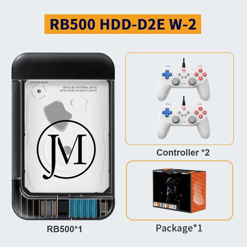 Rb500 Hdd-D2ew-2 - Disque Dur Externe Portable 500 Go Pour Systme Retrobat, Plug & Play, 64000 Jeux Inclus, Compatible Avec Ps3, Ps2, Psp, Wii, Mame, Sega