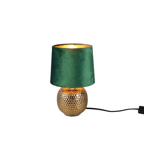 Reality Sophia Lampe De Table Moderne Sophia Avec Abat-Jour Rond Conique, Abat-Jour Vert Dor