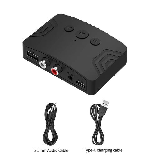 Rcepteur audio sans fil Bluetooth 5.3,adaptateur audio de type C avec AUX 3.5mm,prise optique RCA,prise en charge du disque U pour TV,PC,haut-parleurs de voiture - Type NO RCA Cable
