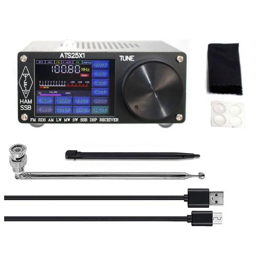 RCepteur Radio Toutes Bandes ATS25X1 Si4732 FM LW (MW SW) SSB + Cran LCD Tactile 2,4 Pouces + Antenne Fouet + Batterie + Stylet Tactile