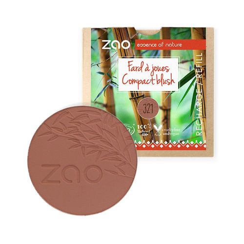 Recharge Fard  Joues 321 Brun Orange Zao - Zao Essence Of Nature - Fard  Joues Certifi Bio, Formule 100%Naturelle, Vegan Et Rechargeable