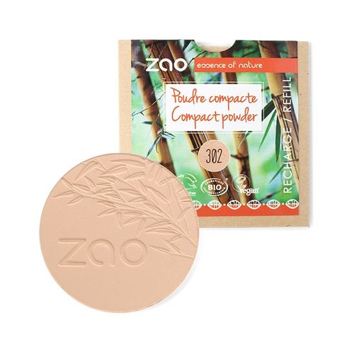 Recharge Poudre Compacte 302 Beige Orang Zao - Zao Essence Of Nature - Poudre Compacte Certifie Bio, Formule 100% Naturelle, Vegan Et Rechargeable