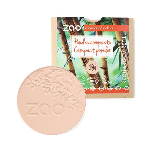 Recharge Poudre Compacte 304 Cappuccinozao - Zao Essence Of Nature - Poudre Compacte Certifie Bio, Formule 100% Naturelle, Vegan Et Rechargeable