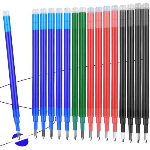 Recharge Pour Stylo Gel Effaable,16pcs Mines De Rechange Effaables,Pointe 0,7 Mm,Recharges Pour Stylos ffaables Pour Enfants Etudiants Adultes4 Noirs + 6 Bleus + 4 Rouges + 2 Verts