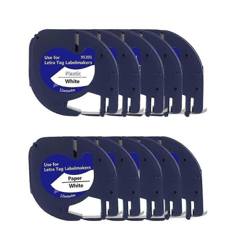 Recharges Dtiqueteuse 10pcs Pour Recharges Dymo Letratag Ruban Dtiquette En Plastique Blanc De 12 Mm X 4 M Pour tiqueteuse Letra Tag Plus Lt