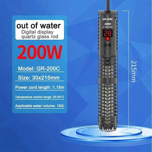Rchauffeur D'eau En Verre Non Explosif Pour Aquarium,Perroquet Rouge,Affichage Numrique,Thermostat Automatique,Chauffage Des Rservoirs D'eau,Prcieux,Le Plus Rcent,500w - Type Gr 200c