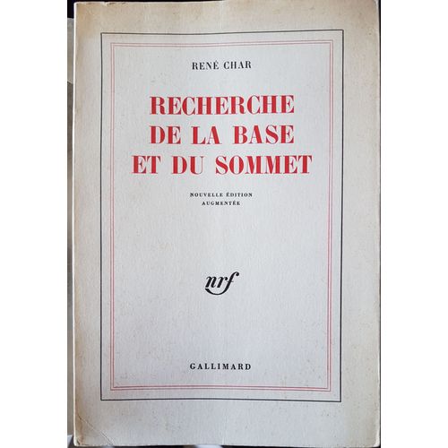 Recherche De La Base Et Du Sommet   de Ren Char  Format Broch 