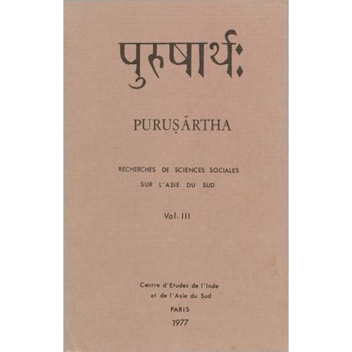 Recherches De Sciences Sociales Sur L'asie Du Sud. Volume Iii  