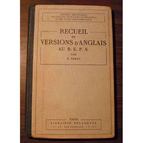 Recueil De Versions D'anglais Au Beps   de r. barat