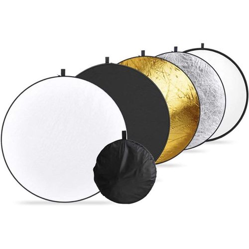 Rflecteur pliable 5 en 1 60 cm/80 cm Rflecteur de lumire rond en blanc, or, argent, blanc, noir et transparent pour studio et diffuseur photo 80cm