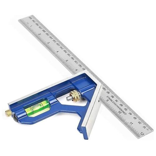 Rgle D'angle Combine, querre Combine En Acier Inoxydable De 300 Mm, querre Combine Avec Niveau  Bulle Et Stylo  Ligne Pratique, Idale Pour Mesurer, Marki