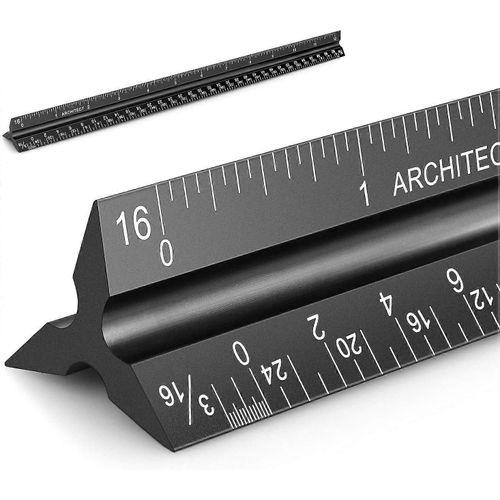Rgle De Dessin Triangulaire En Aluminium De Qualit Professionnelle  Lchelle De LArchitecte, Impriale, 12 Pouces Code Par Couleur Pour Les Plans DArchitecte Et DIngnieur Civil