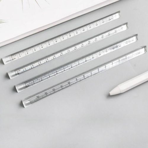 Rgle Droite Transparente Pour tudiants, Papeterie, Rgles Triangulaires Simples Des Deux Cts, Outils De Mesure En Acrylique