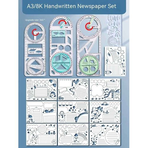Rgle Mathmatique Multifonctionnelle Transparente,Outils De Conception D'architecture,Fournitures Scolaires De Gomtrie - Type 14pcs