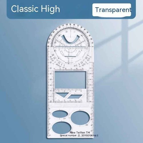 Rgle Mathmatique Multifonctionnelle Transparente,Outils De Conception D'architecture,Fournitures Scolaires De Gomtrie - Type 1pc E