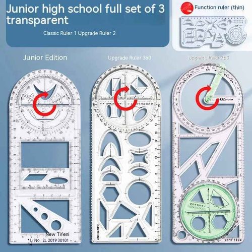 Rgle Mathmatique Multifonctionnelle Transparente,Outils De Conception D'architecture,Fournitures Scolaires De Gomtrie - Type 4pcs B
