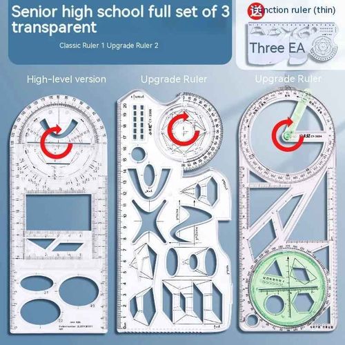 Rgle Mathmatique Multifonctionnelle Transparente,Outils De Conception D'architecture,Fournitures Scolaires De Gomtrie - Type 4pcs C