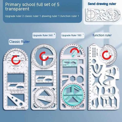 Rgle Mathmatique Multifonctionnelle Transparente,Outils De Conception D'architecture,Fournitures Scolaires De Gomtrie - Type 5pcs A