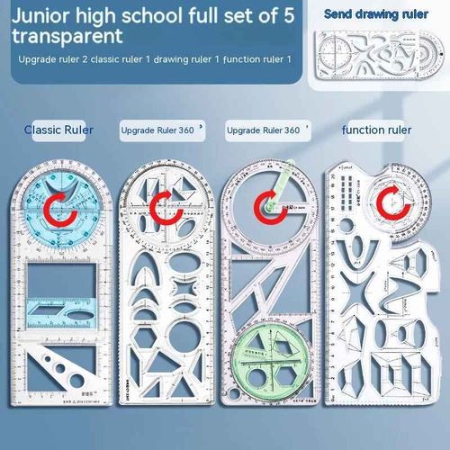 Rgle Mathmatique Multifonctionnelle Transparente,Outils De Conception D'architecture,Fournitures Scolaires De Gomtrie - Type 5pcs B