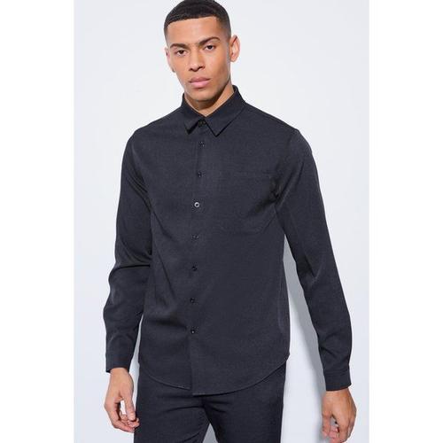 Regular Check Shirt With Branding Homme - Noir - 40, Noir