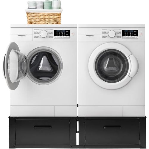 Rehausseur Double Pour Lave-Linge Et Sche-Linge Avec Tiroir Support Machine  Laver Robuste Noir[MAC0335]