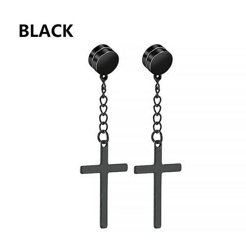 Rinitialisation D'oreille Pendentif Croix Pour Hommes Et Femmes,Boucles D'oreilles Non Perantes,Fausses Boucles D'oreilles,Cadeau De Bijoux,Mode,1 Paire