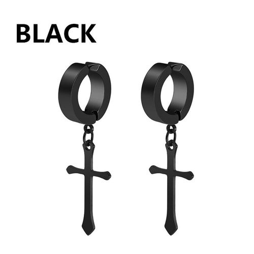 Rinitialisation D'oreille Pendentif Croix Pour Hommes Et Femmes,Boucles D'oreilles Non Perantes,Fausses Boucles D'oreilles,Cadeau De Bijoux,Mode,1 Paire