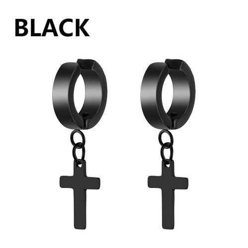 Rinitialisation D'oreille Pendentif Croix Pour Hommes Et Femmes,Boucles D'oreilles Non Perantes,Fausses Boucles D'oreilles,Cadeau De Bijoux,Mode,1 Paire