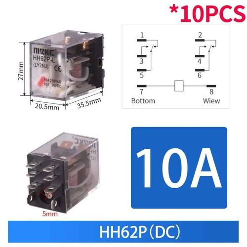 Relais de commande miniatures,petites citations intermdiaires AC 12V DC 24V AC220 HH52P HH53P HH54P HHPowered P HH63P H64P,vente en,10 pices - Type HH62P DC-24V(10PCS)