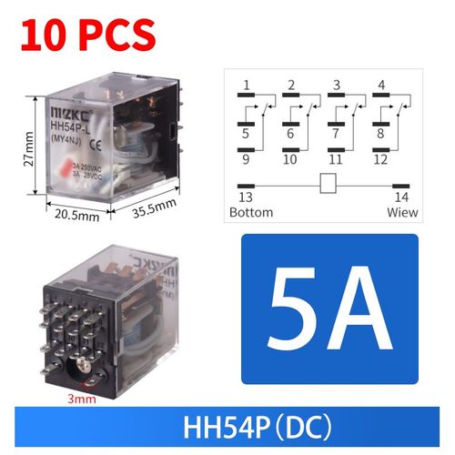 Relais de commande miniatures,petites citations intermdiaires,AC 12V DC,C24 AC220 HH52P HH53P HH54P HHPowered P HH63P H64P,vente en,10 pices - Type [HH54P DCx10]-24V