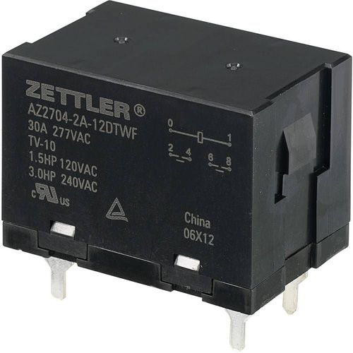 Relais Pour Circuits Imprims Zettler Electronics Az2704-2a-12dtwf 12 V/Dc 30 A 2 No (T) 1 Pc(S)