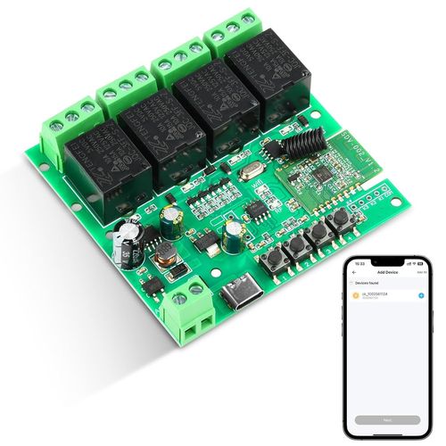 Relais Sans Fil 4 Canaux,Dc7-32 V,Module D'interrupteur Intelligent Usb 5 V,Module D'interrupteur Auto-Bloquant Pour Tlcommande Diy Smart Home