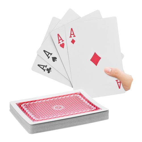 Relaxdays Cartes De Poker Jumbo, 54 Cartes Jeu En Plastique Cartes Gantes Impermables