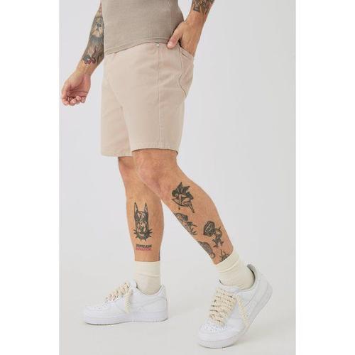 Relaxed Overdyed Denim Shorts Homme - Beige - 30, Beige