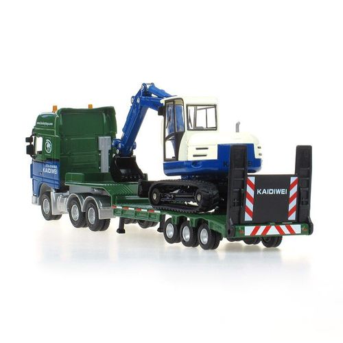 Remorque  Plat En Alliage Moul Sous Pression + Pelle 1:50, Camion  Plate-Forme Basse, Tracteur  Chargeur Bas, Modle De Vhicule Moul Sous Pression, Jouet De Loisirs Pour Enfants, Cadeau