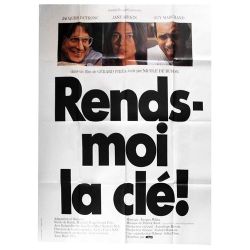 Rends-Moi La Cl - Vritable Affiche De Cinma Plie - Format 120x160 Cm - De Grard Pirs Avec Jane Birkin, Jacques Dutronc, Guy Marchand, Roland Bertin, Jean-Paul Muel, Nathalie Nell -1981