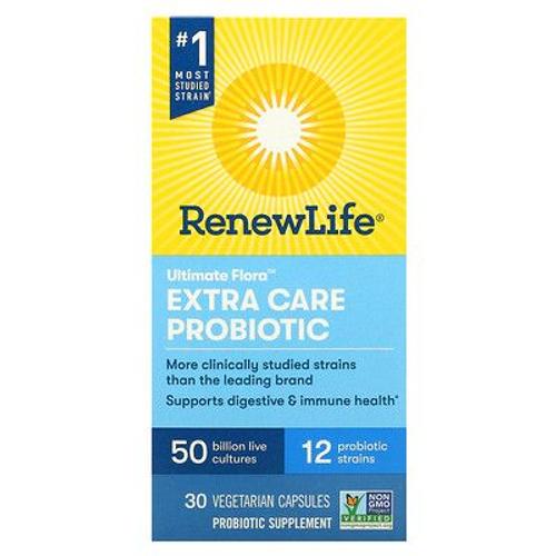 Renew Life Probiotique Ultimate Flora, Soin Intensif, 50 Milliards De Cultures Vivantes, 30 Capsules Vgtariennes