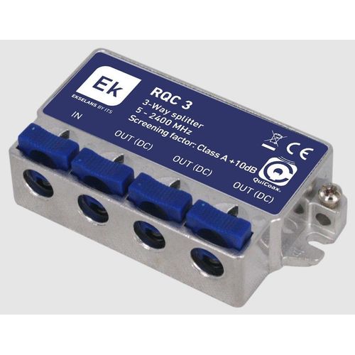 Rpartiteur Classe A 3 Sorties Ekselans By Its RQC 3 - Bande Passante 5-2400 Mhz, Affaiblissement de Passage 7dB (862MHz) / 9,5dB (2400 MHz)